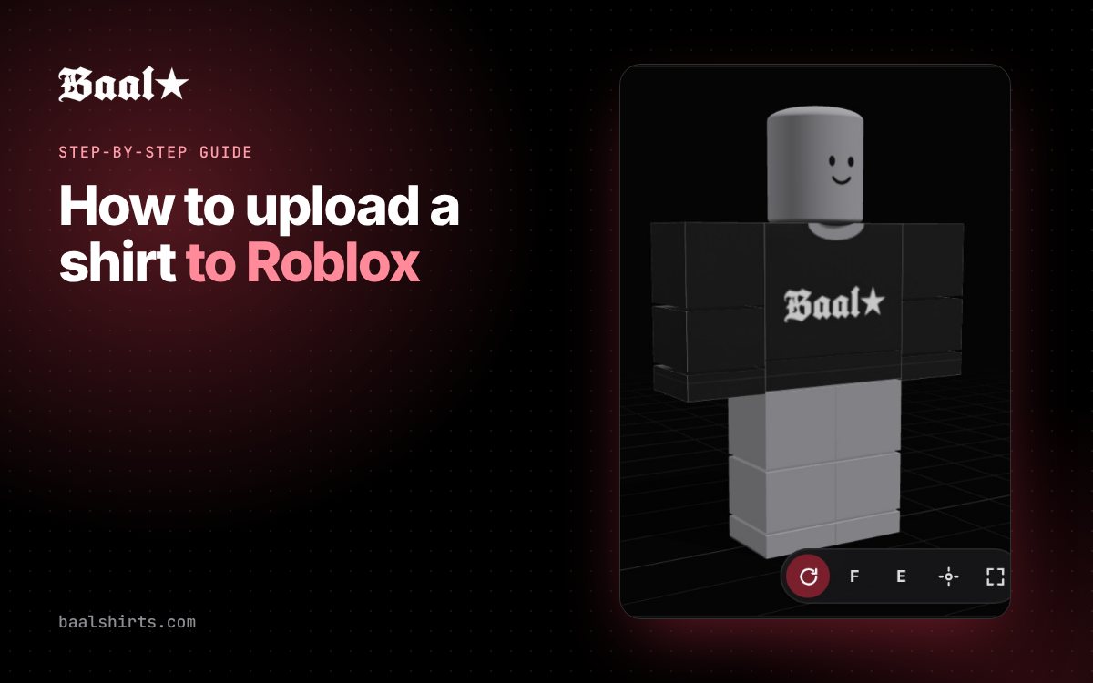 Roblox 3D avatar wearing a black shirt ready to upload